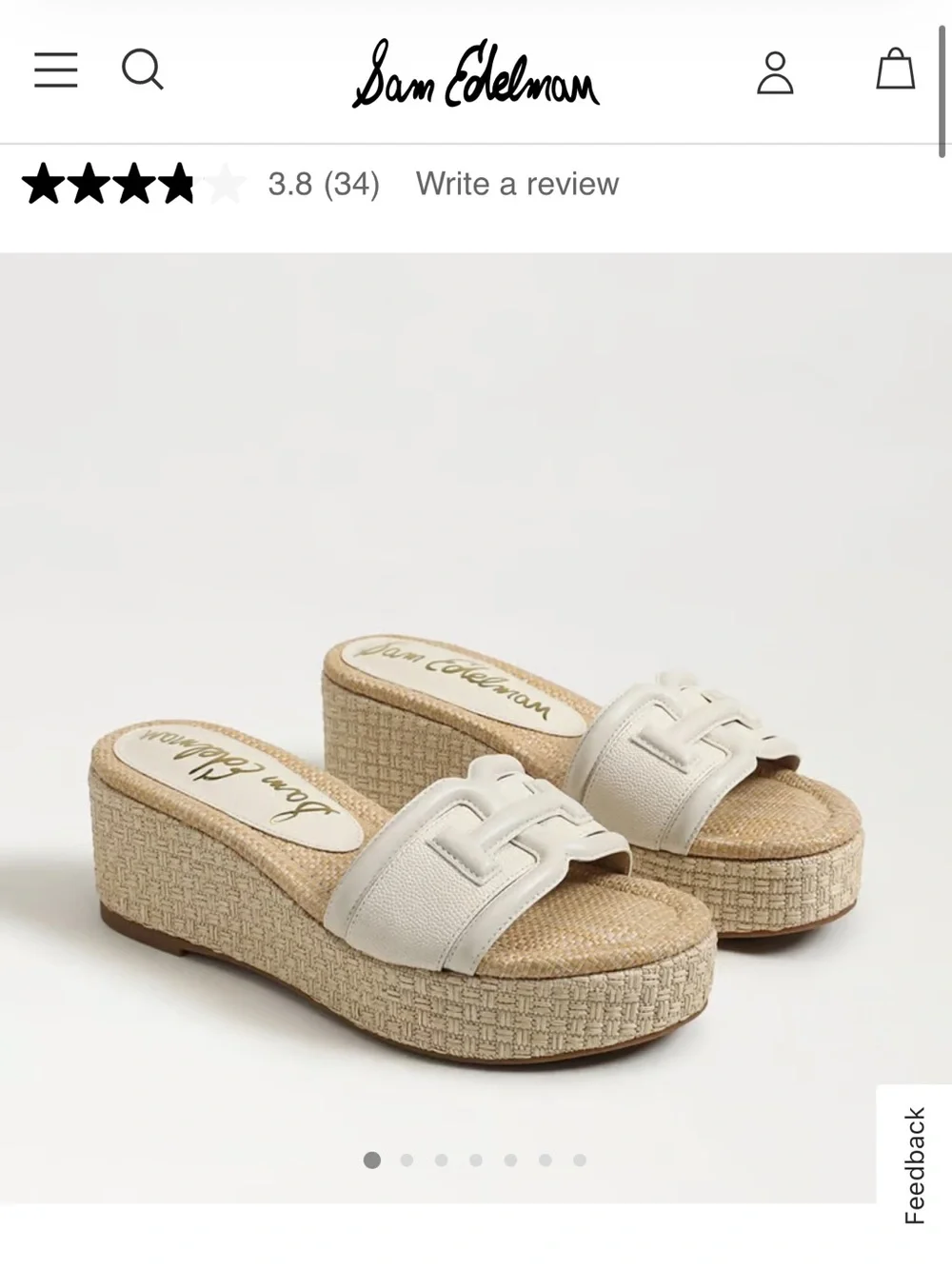 Sam Edelman Cream Platform Wedge Slide Sandals
